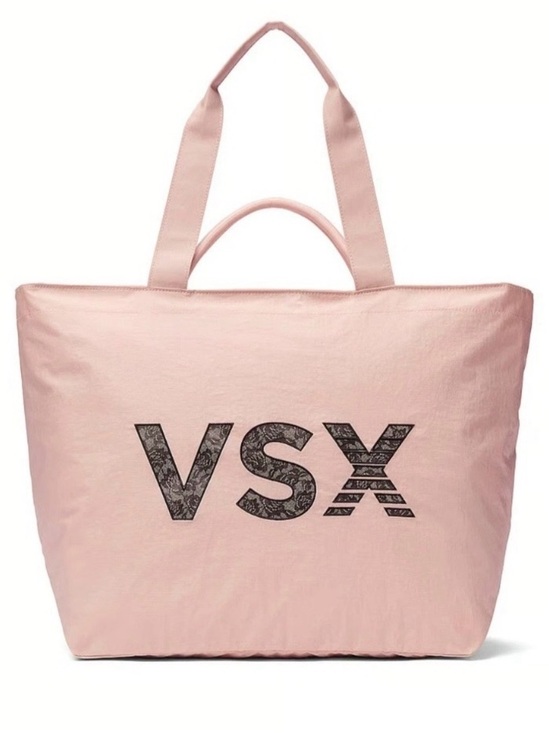 Handbags - Victoria's Secret VSX Large Tote Bag Light Pink With Lace Black Logo